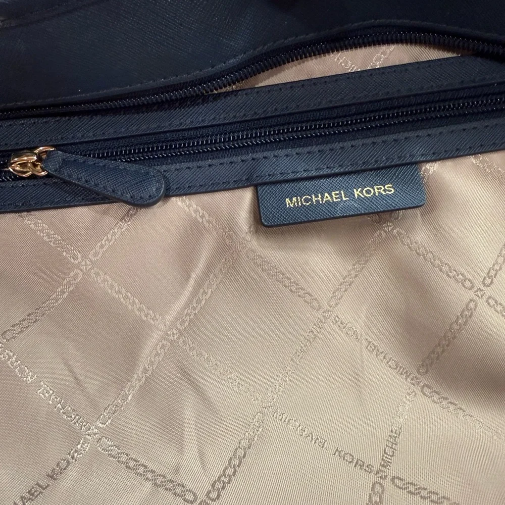 Michael Kors Eva Nylon Gabardine Navy Blue Small Tote Bag